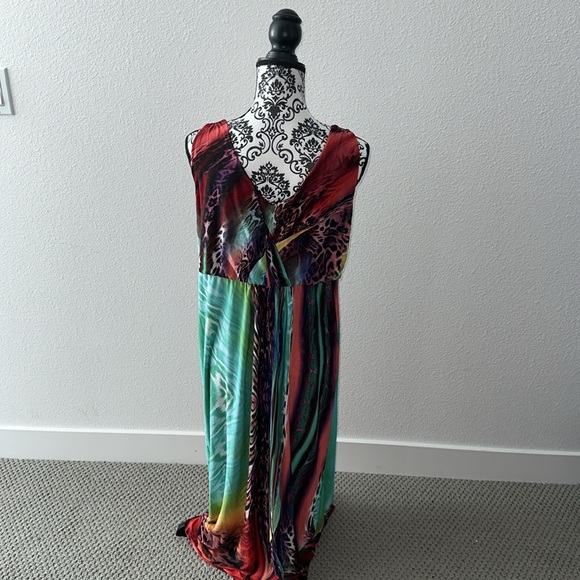 Kate & Mallory Red and Blue watercolor Maxi Dress - Picture 5 of 8